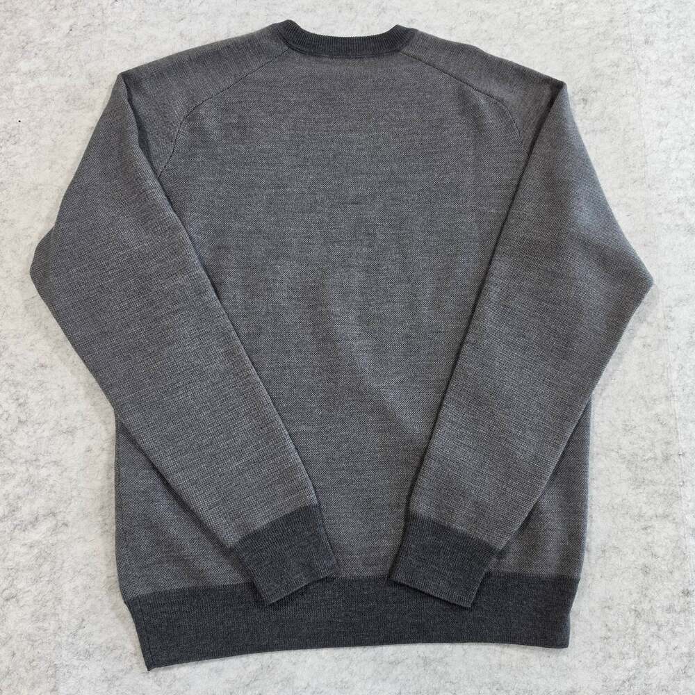 Peter Millar Crown Comfort Sweater Gray Crewneck Suede Elbow Patches Sz M - Picture 2 of 8